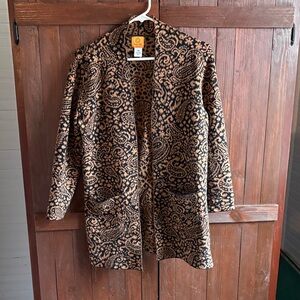 Ruby Rd. Black and Tan Paisley Teddy Jacket